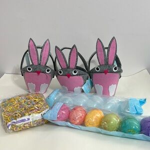 NWT Set of 3 Easter Bunny baskets,fillable eggs, and Easter shred NWT